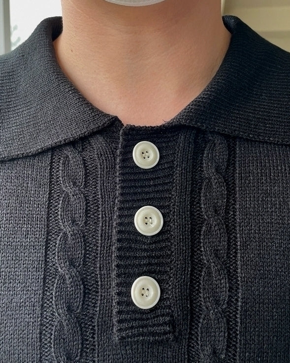 Knit Polo Shirt Casual Loose Style