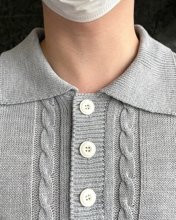 Knit Polo Shirt Casual Loose Style