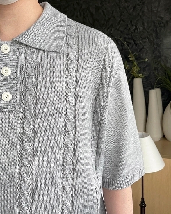 Knit Polo Shirt Casual Loose Style