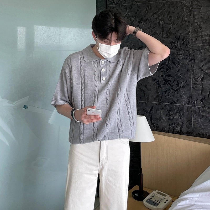 Knit Polo Shirt Casual Loose Style