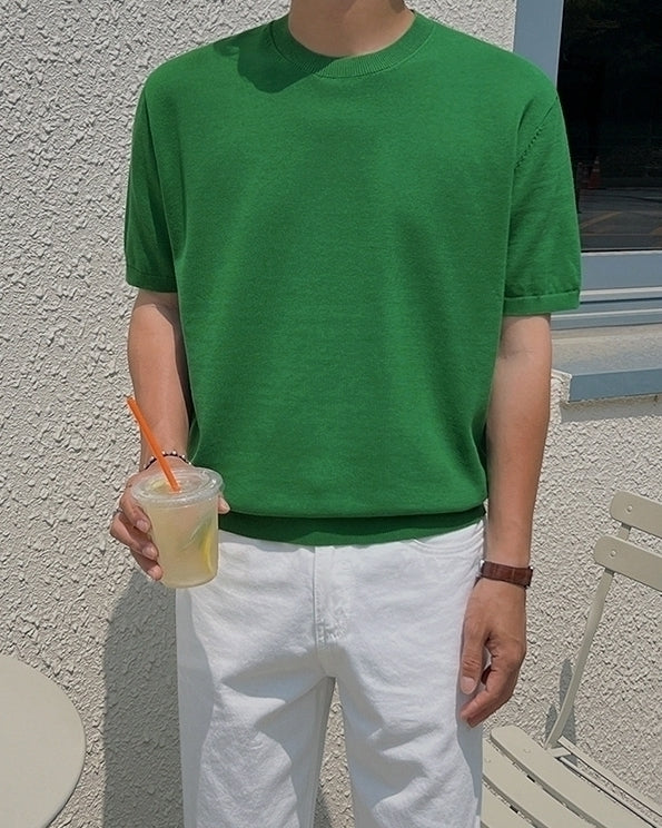 Knit Short Sleeve Casual T-Shirt