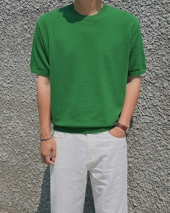 Knit Short Sleeve Casual T-Shirt