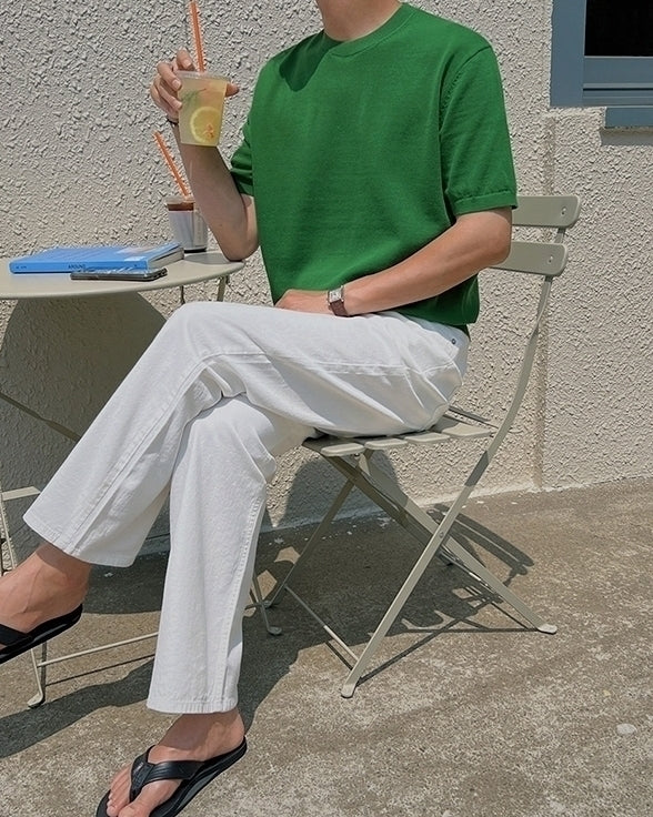 Knit Short Sleeve Casual T-Shirt