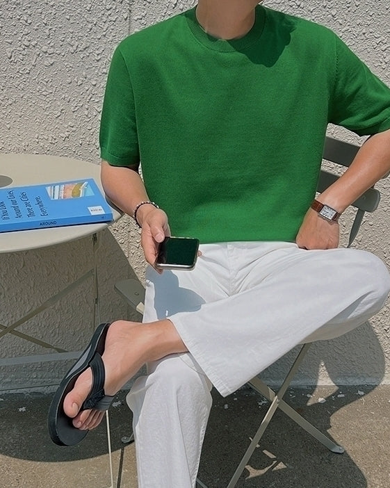 Knit Short Sleeve Casual T-Shirt