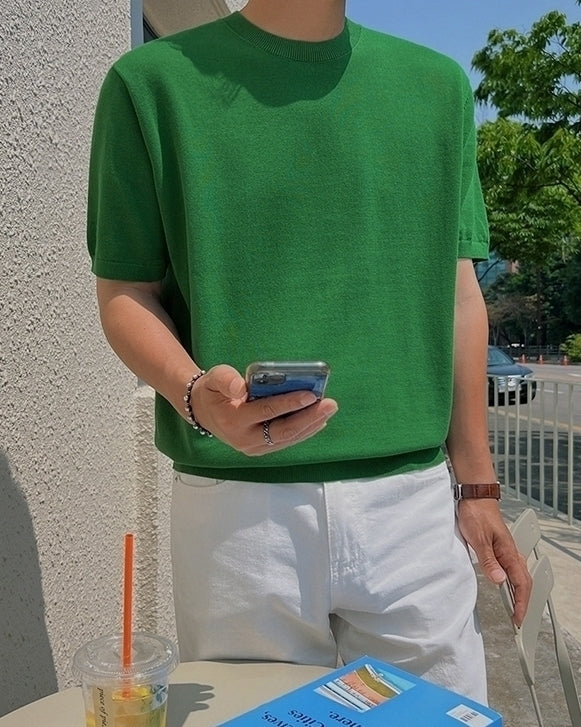 Knit Short Sleeve Casual T-Shirt