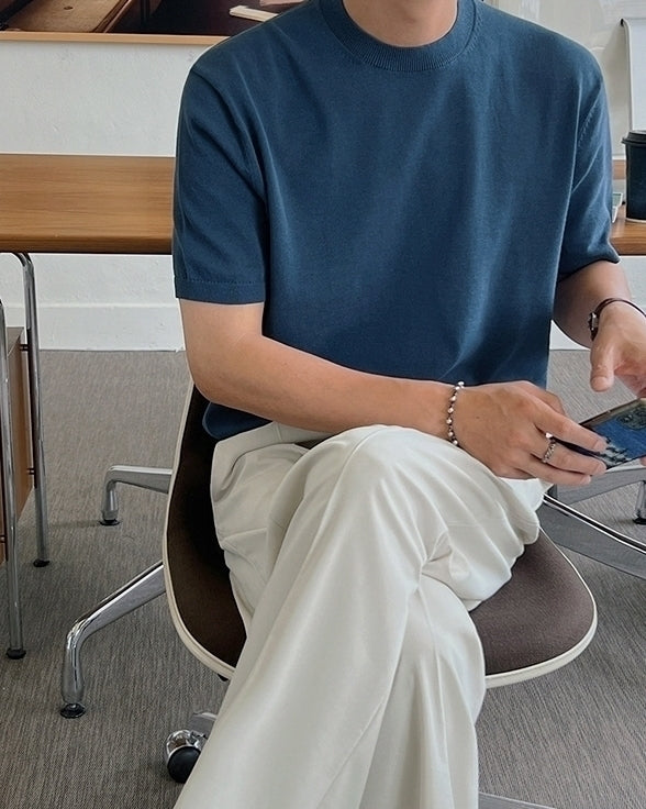 Knit Short Sleeve Casual T-Shirt