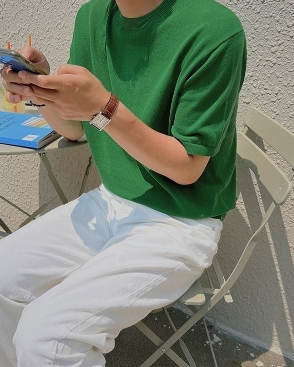 Knit Short Sleeve Casual T-Shirt