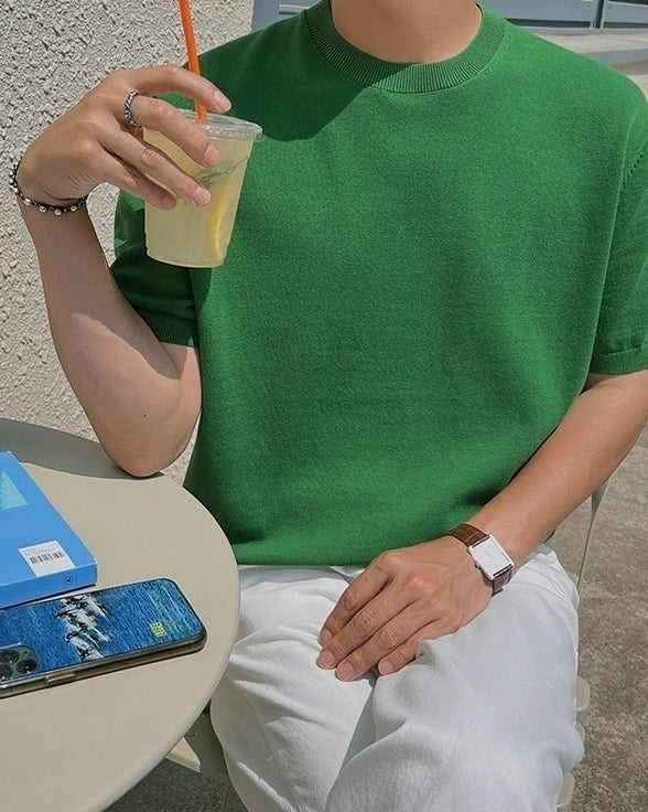 Knit Short Sleeve Casual T-Shirt