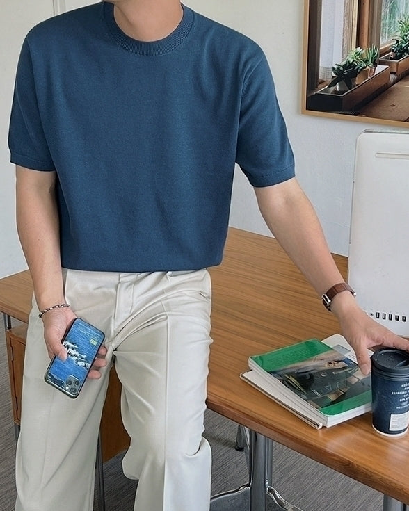 Knit Short Sleeve Casual T-Shirt