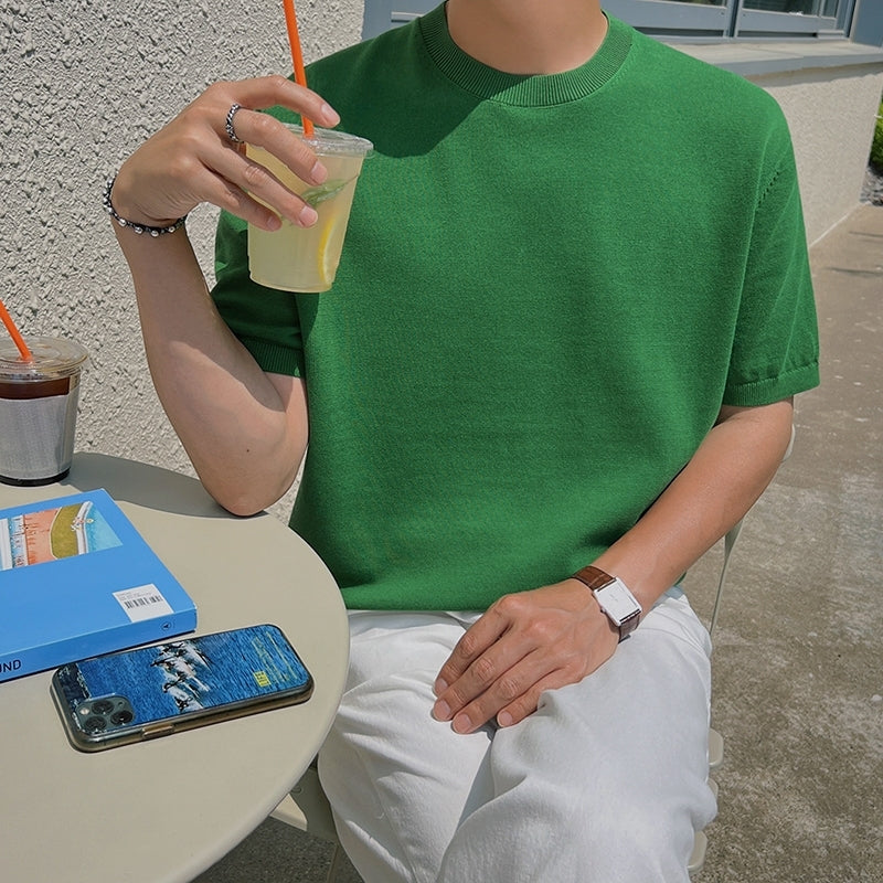Knit Short Sleeve Casual T-Shirt