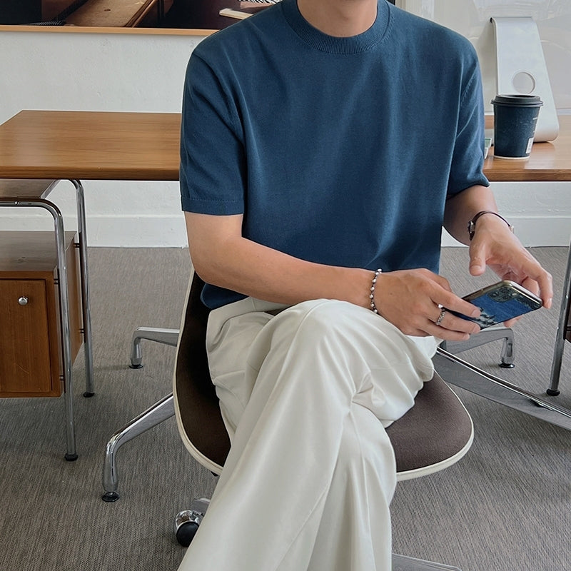 Knit Short Sleeve Casual T-Shirt