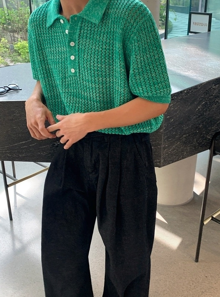 Knit Short Sleeve Polo Shirt
