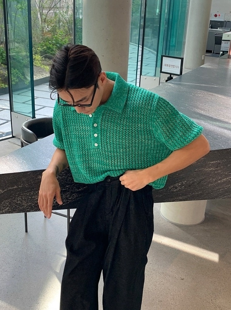 Knit Short Sleeve Polo Shirt