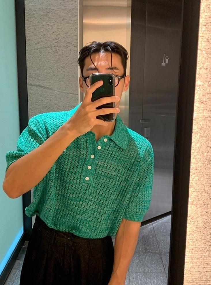 Knit Short Sleeve Polo Shirt