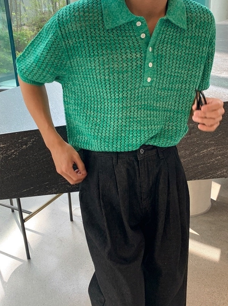 Knit Short Sleeve Polo Shirt