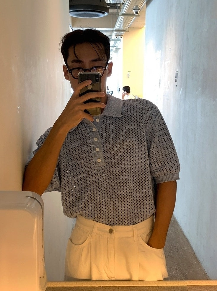 Knit Short Sleeve Polo Shirt