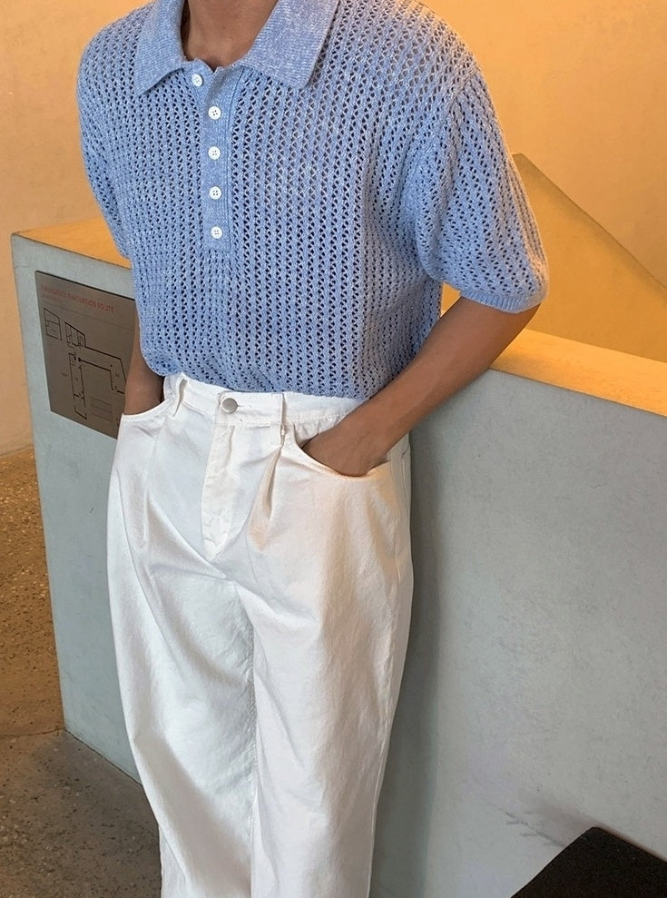 Knit Short Sleeve Polo Shirt