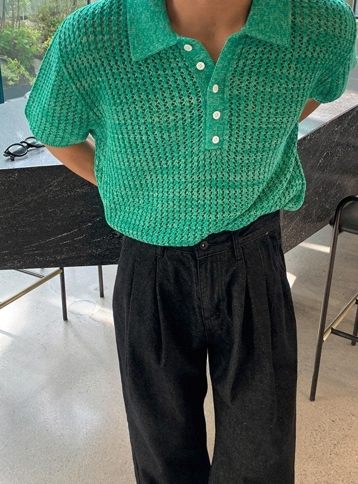 Knit Short Sleeve Polo Shirt