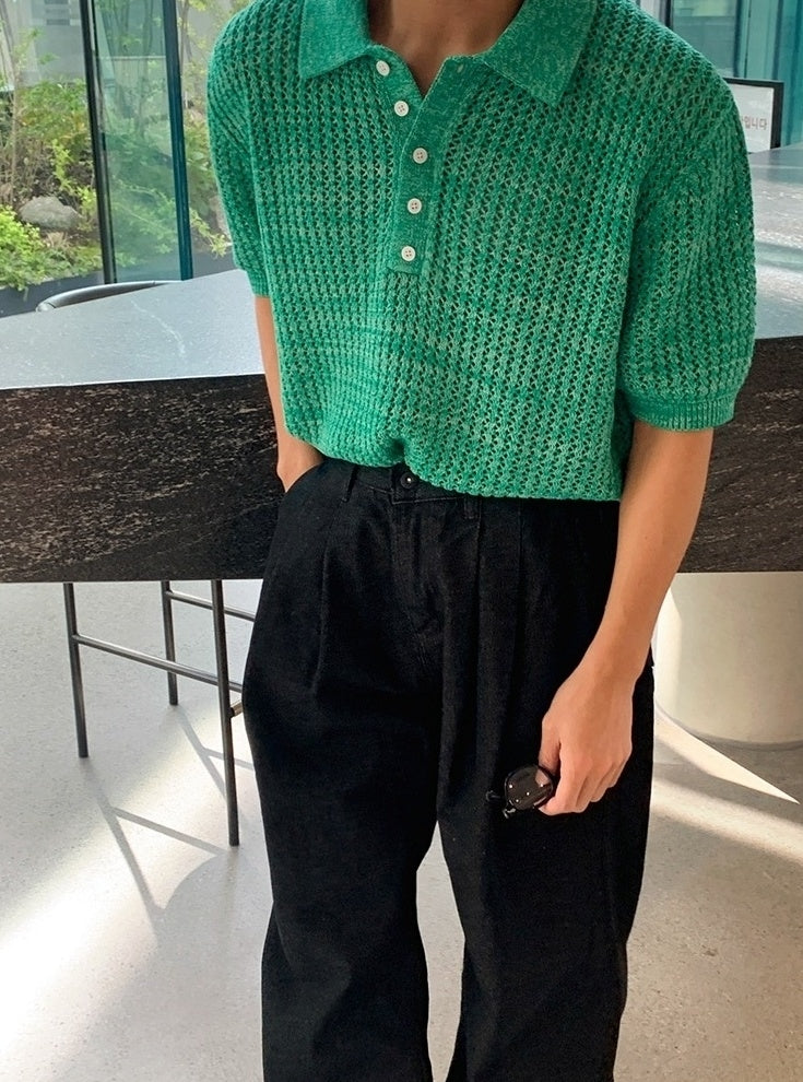 Knit Short Sleeve Polo Shirt