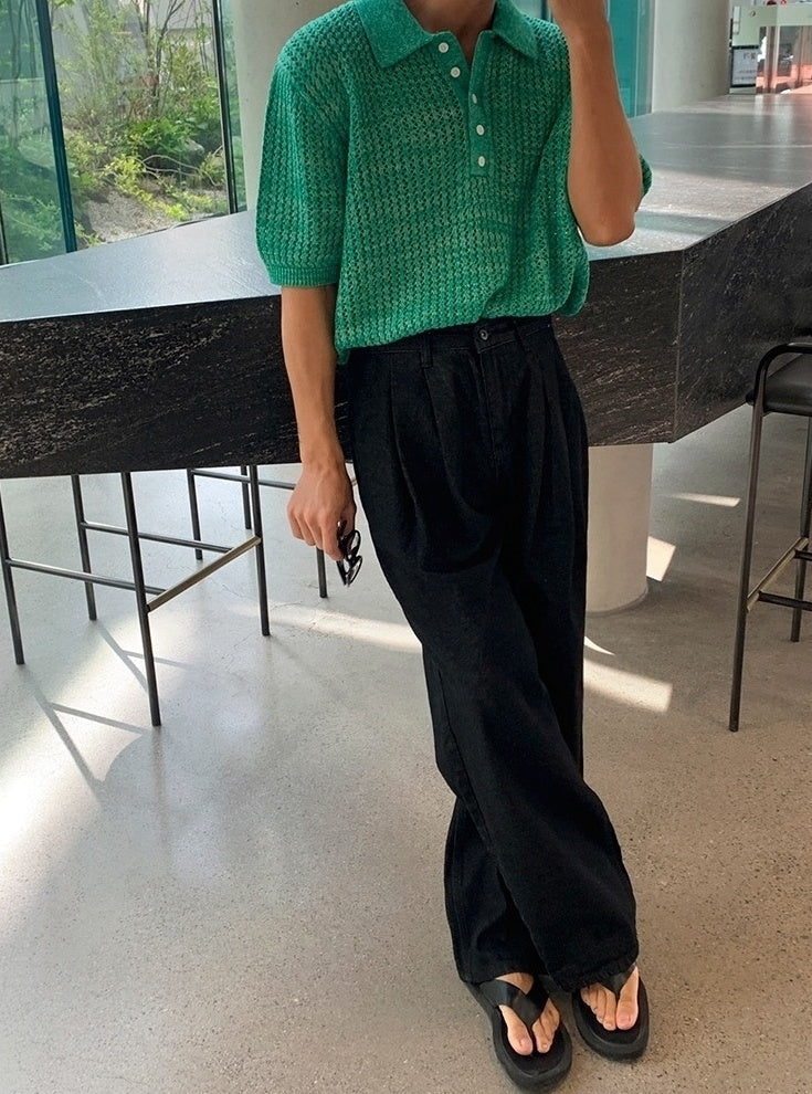 Knit Short Sleeve Polo Shirt