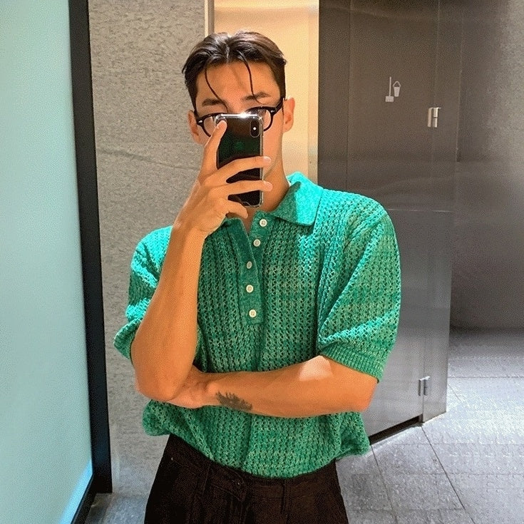Knit Short Sleeve Polo Shirt