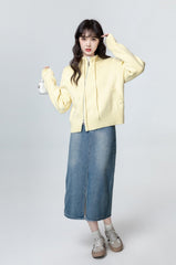 Knit Sweater Jacket With Irregular Zipper