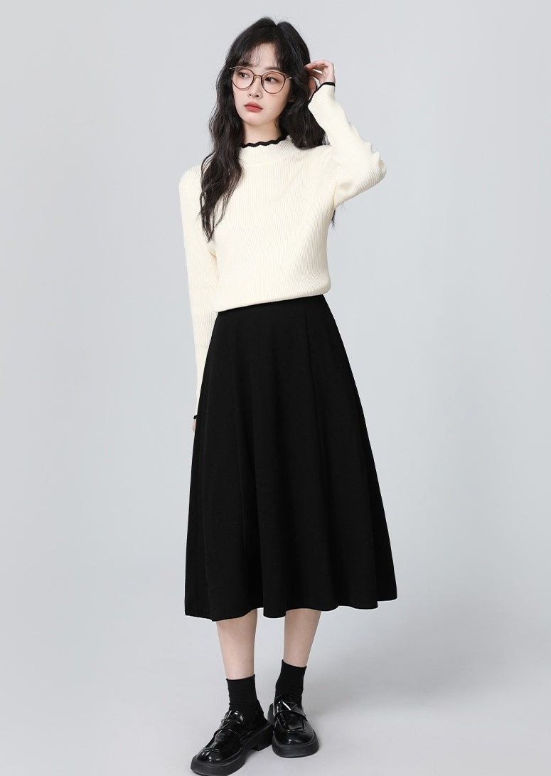 Knit Sweater With Mock Turtleneck In Apricot