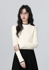 Knit Sweater With Mock Turtleneck In Apricot