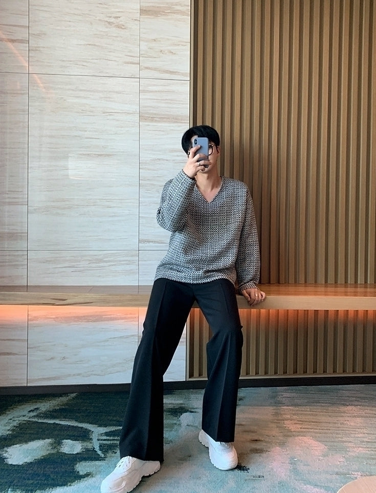 Knit Vneck Sweater With Chic Style