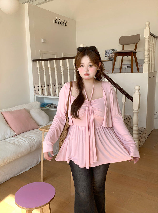 Knitted Cardigan Tank Top Set