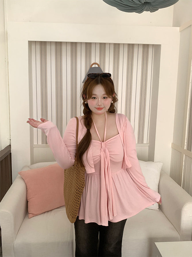 Knitted Cardigan Tank Top Set