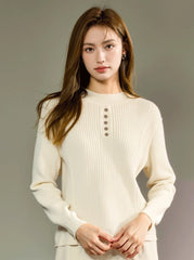 Knitted Round Neck Long Sleeve Sweater