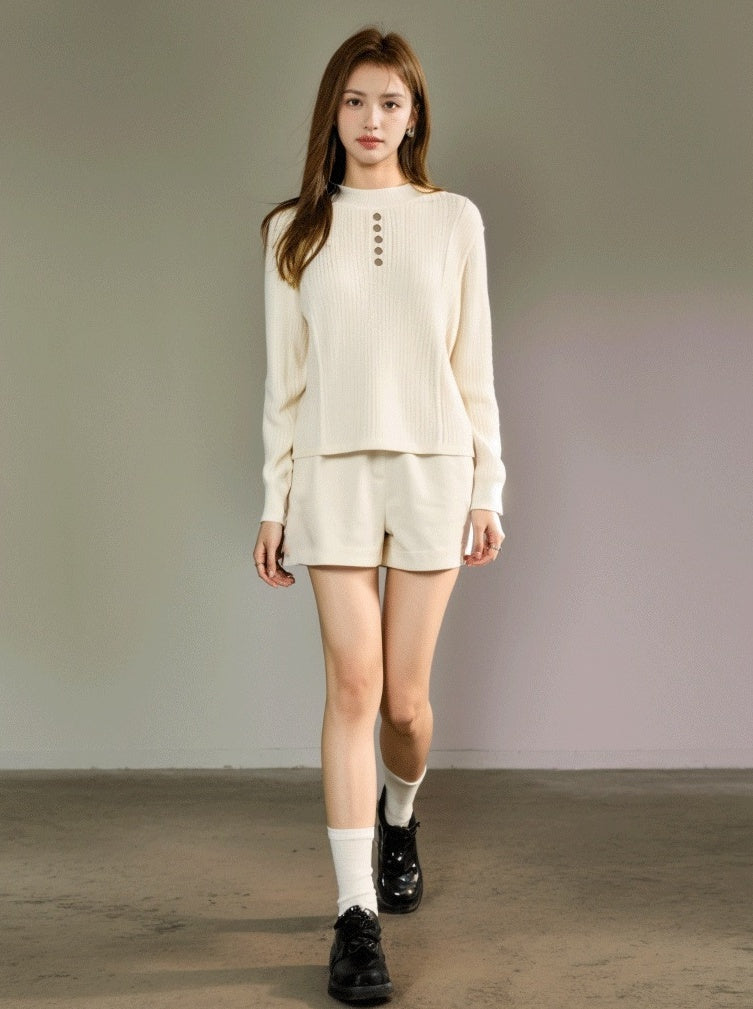 Knitted Round Neck Long Sleeve Sweater