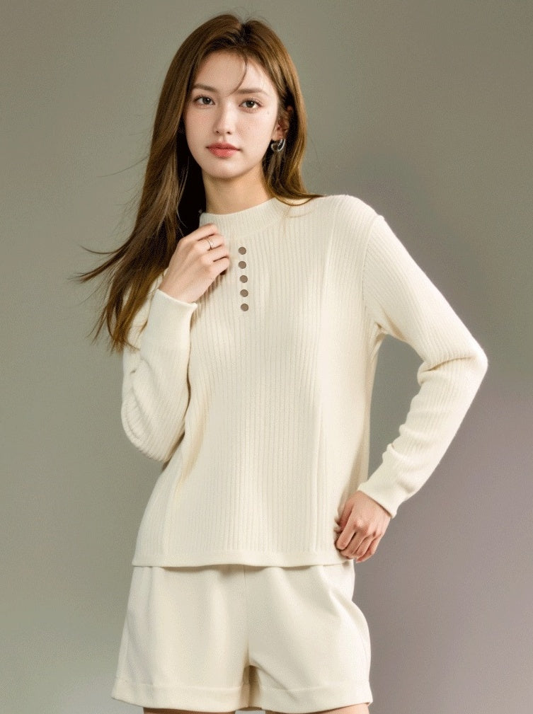 Knitted Round Neck Long Sleeve Sweater