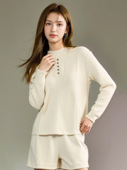 Knitted Round Neck Long Sleeve Sweater