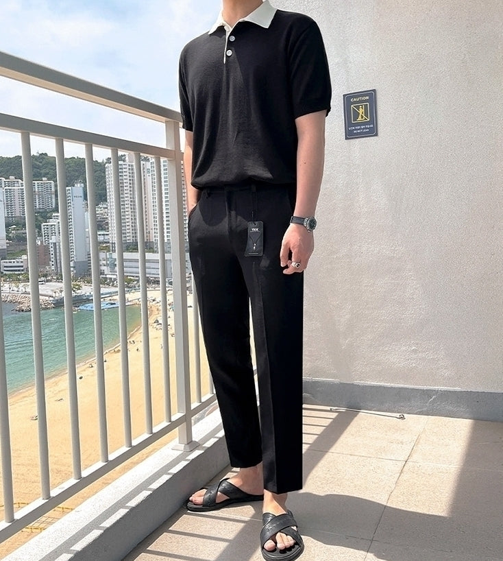 Knitted Short Sleeve Polo Shirt