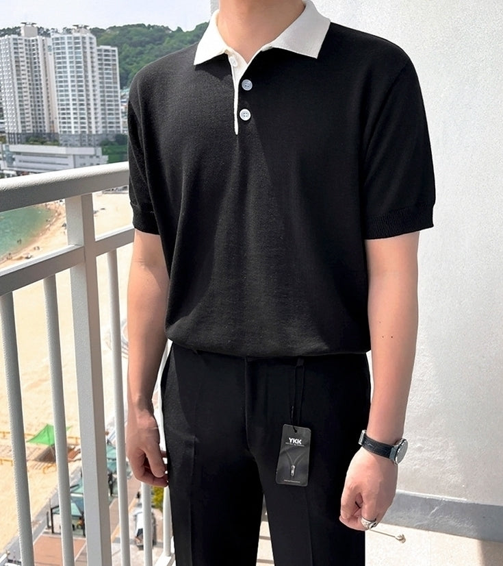 Knitted Short Sleeve Polo Shirt