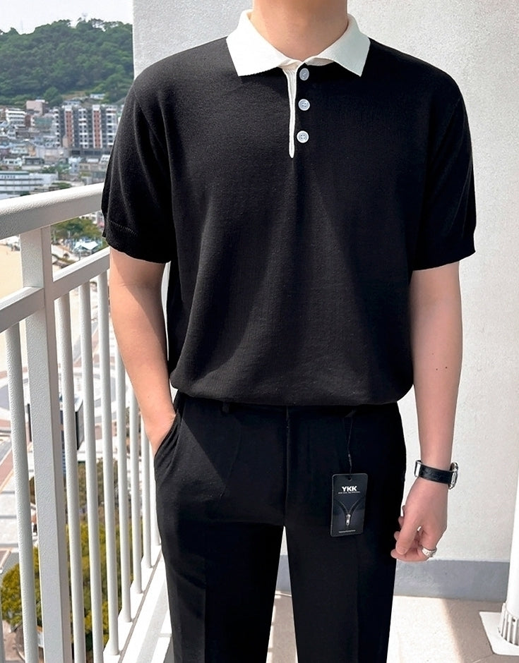 Knitted Short Sleeve Polo Shirt