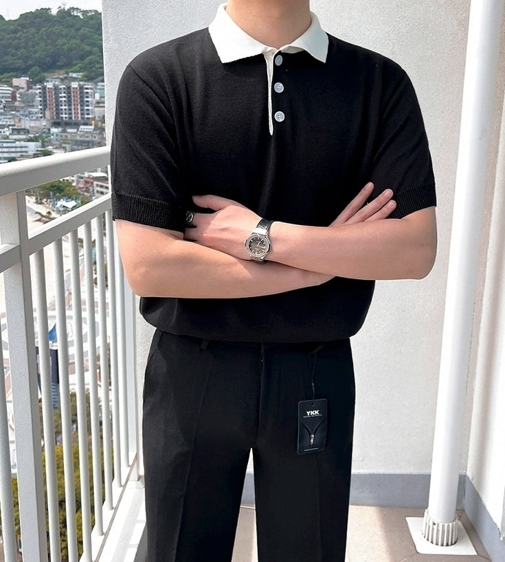 Knitted Short Sleeve Polo Shirt