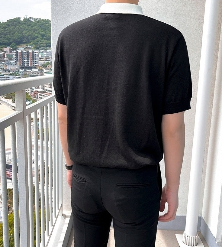 Knitted Short Sleeve Polo Shirt