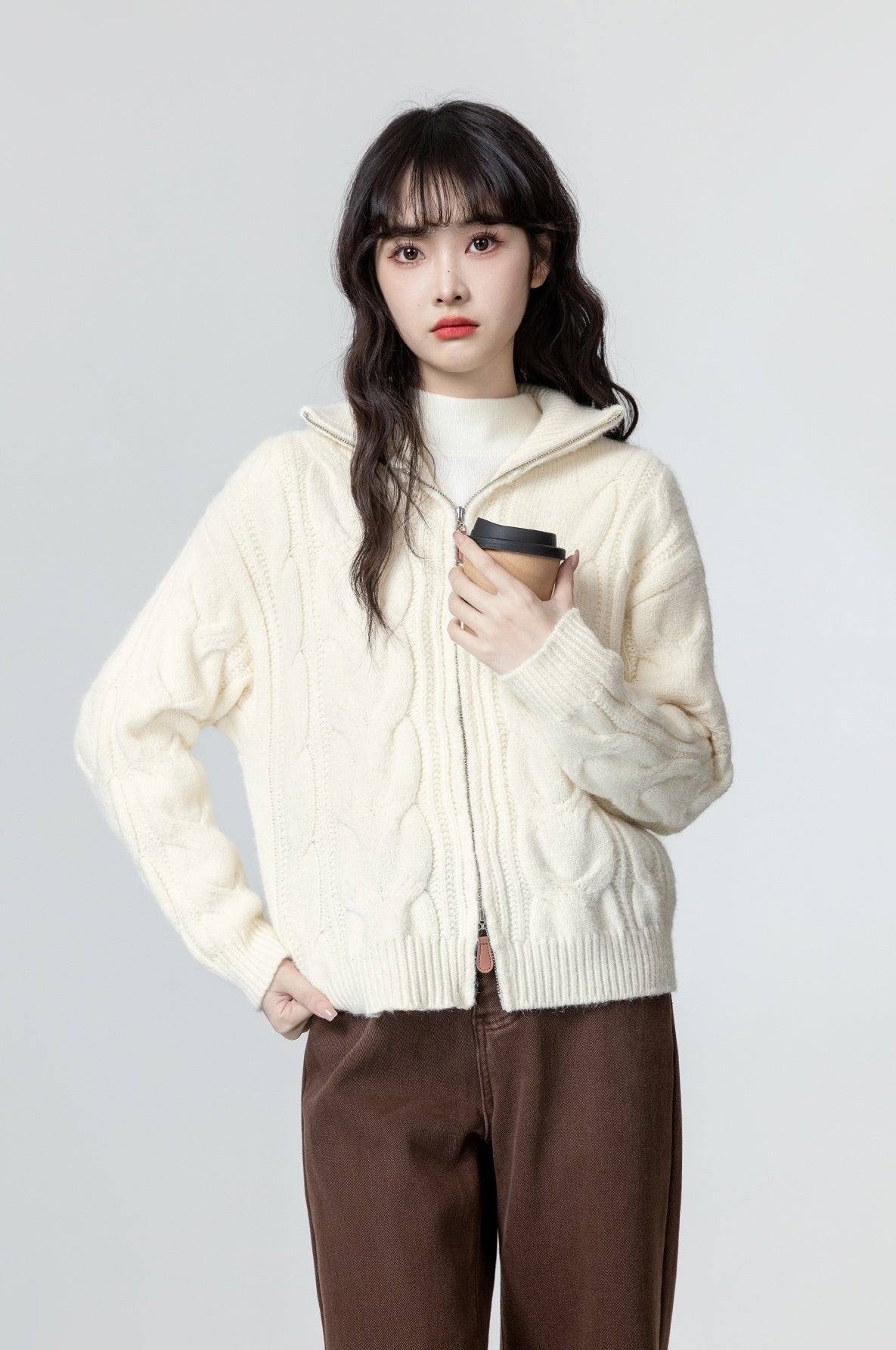 Knitted High Neck Jacket