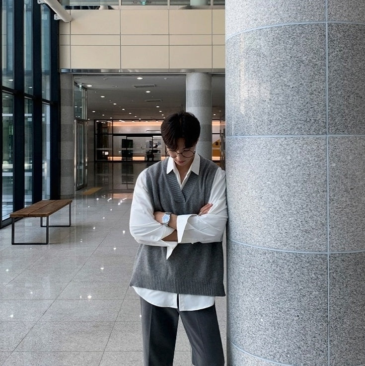 Knitted Vest Casual Trendy Vneck Sweater