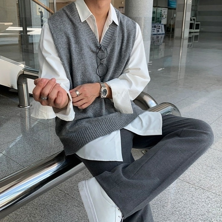Knitted Vest Casual Trendy Vneck Sweater
