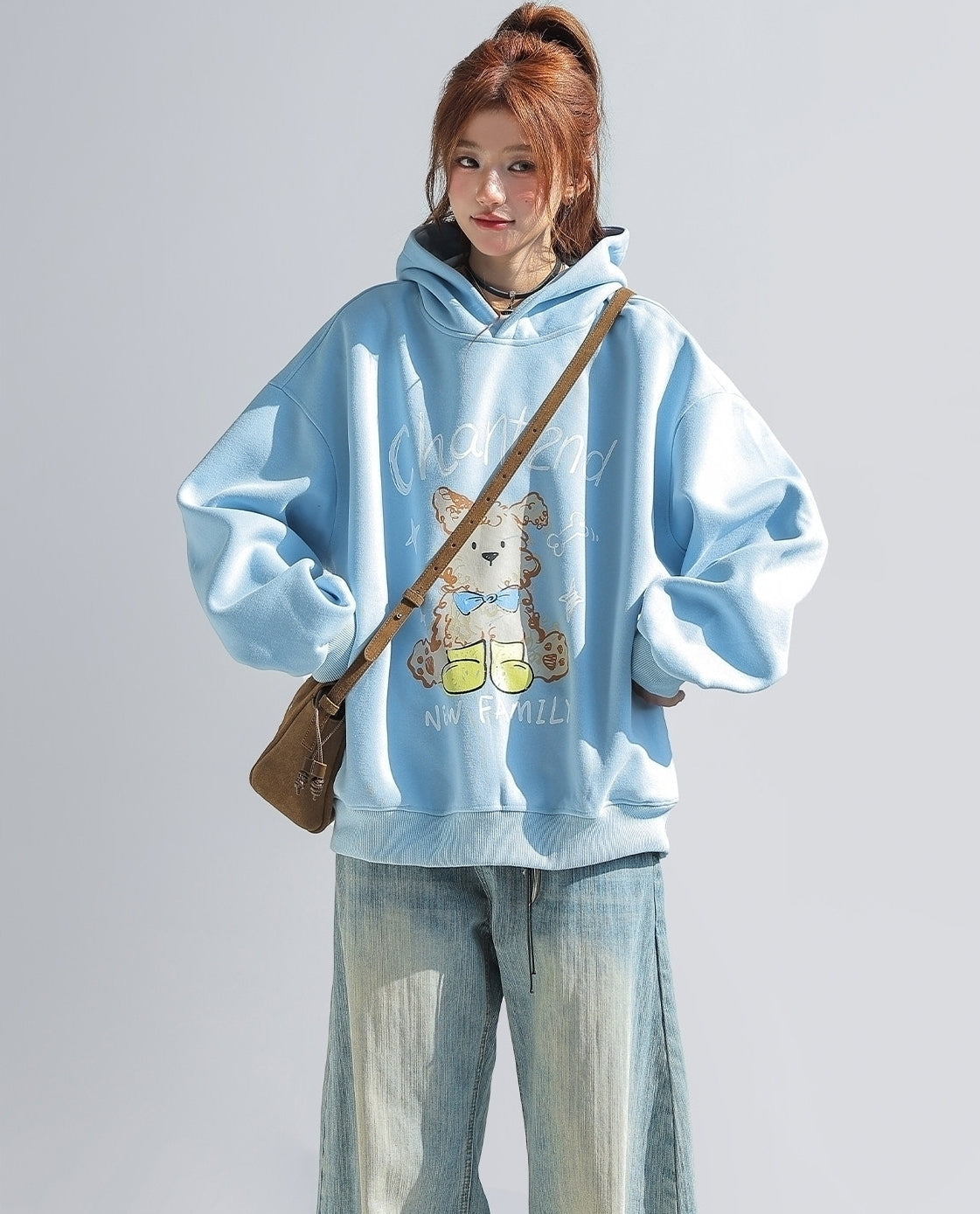 Korean Cute Puppy Print Hooded Sweatshirt