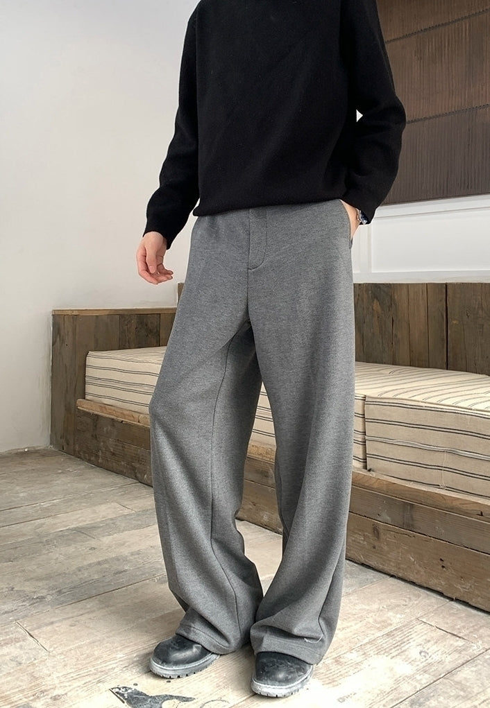 Korean Pleated Casual Loose Fit Solid Color Trousers