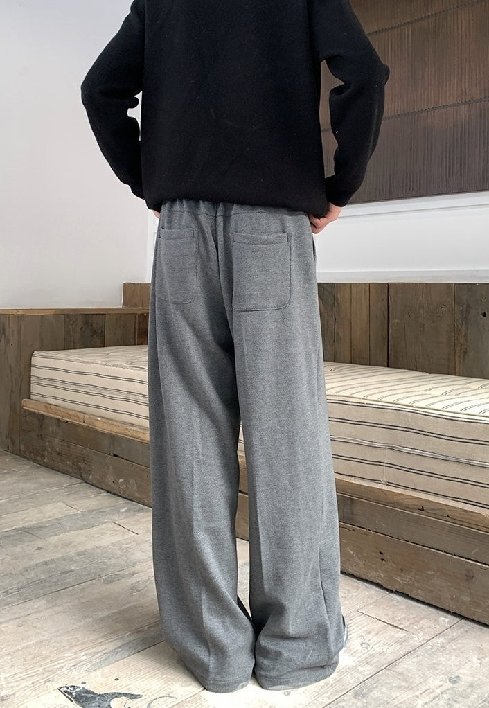 Korean Pleated Casual Loose Fit Solid Color Trousers