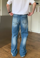 Korean Style Blue Straight Fit Casual Jeans