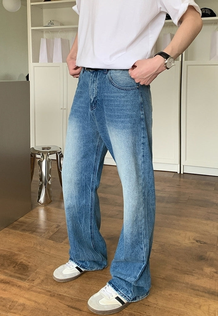 Korean Style Blue Straight Fit Casual Jeans