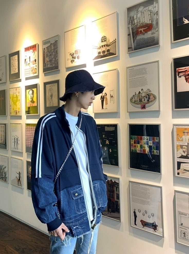 Korean Style Casual Patchwork Denim Jacket