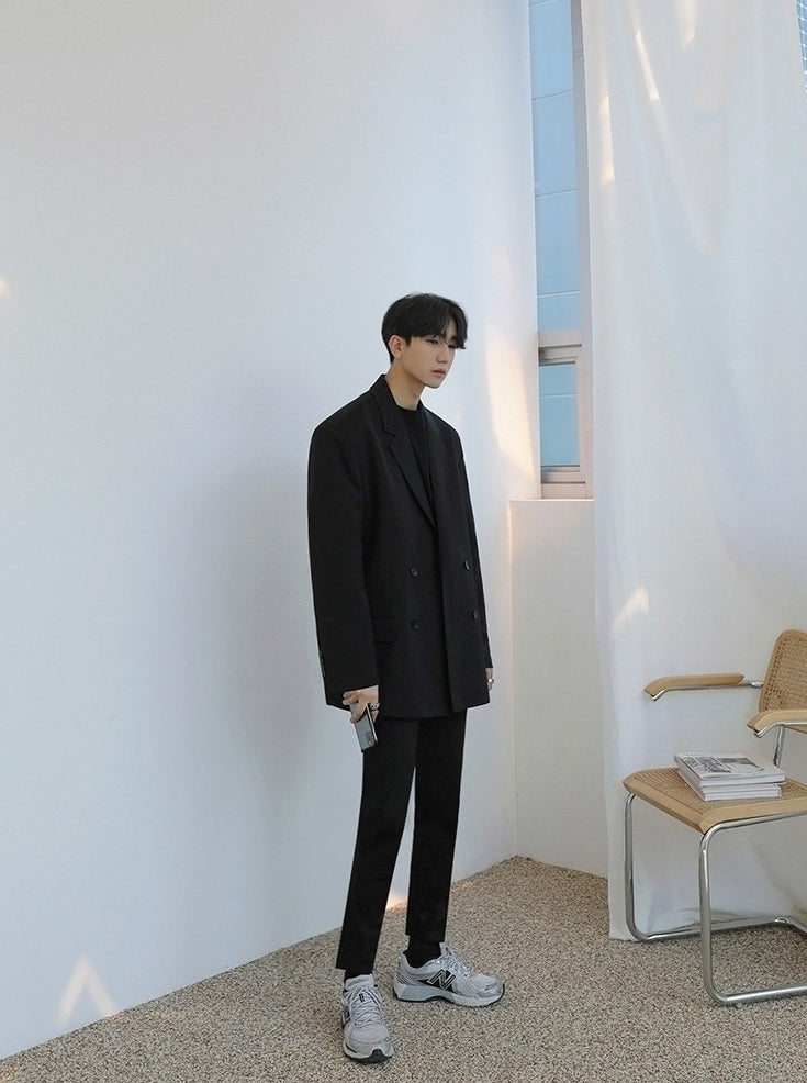 Korean Style Double Breasted Casual Blazer Jacket
